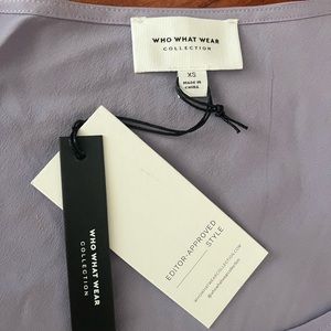 Who What Wear Florence Long-Sleeve Silk-Blend Midi Dress~Light Purple XS